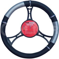 STEERING WHEEL COVER (BLACK/SILVER 37-39CM.)