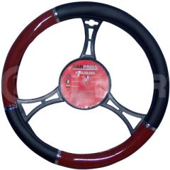 STEERING WHEEL COVER (BLACK/WOOD 37-39CM.)
