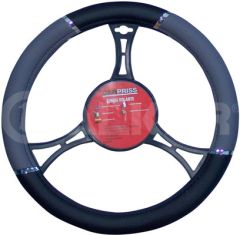 STEERING WHEEL COVER (BLACK/GREY 37-39CM.)